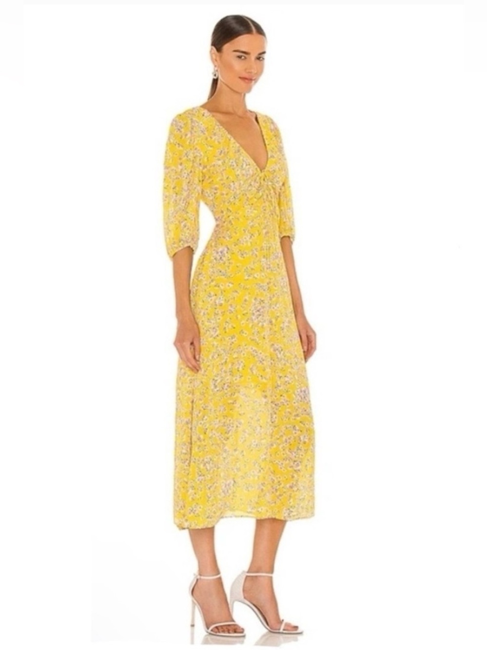 NICHOLAS Yellow Floral Midi Dress - Picture 2 of 10